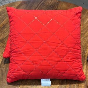 Pretty House Throw Pillow Filled Cushions, Set of 2 in Red, 14” square